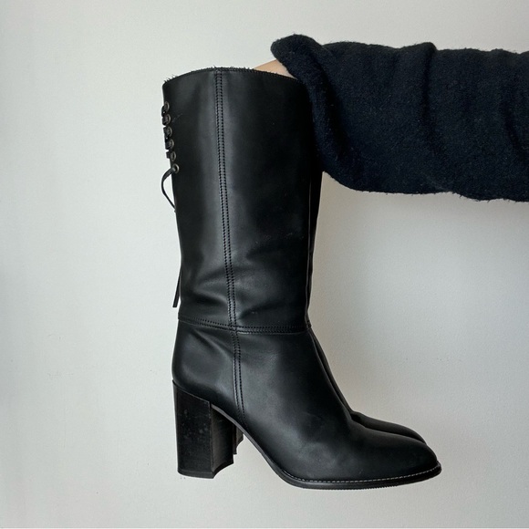 Y2K Coach Black Leather Mid Calf Boots Made in Italy - Picture 4 of 5